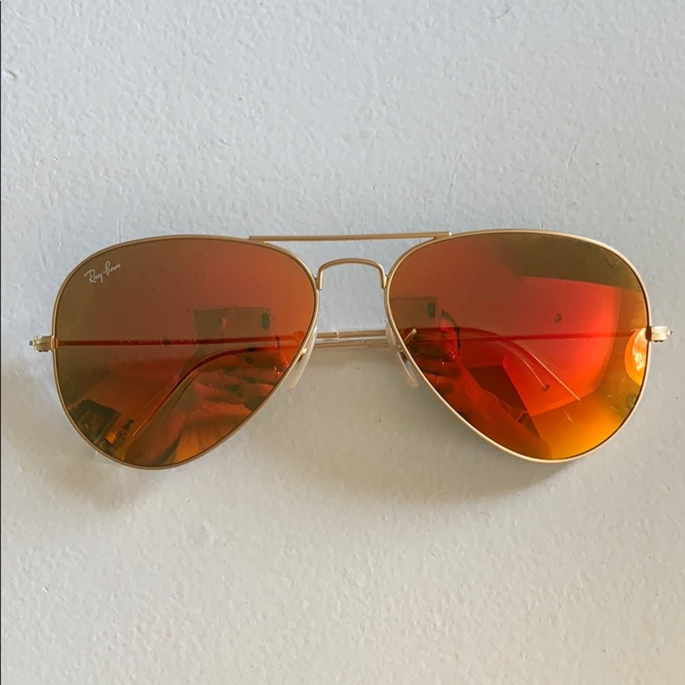 Orange and gold mirror ray ban aviators